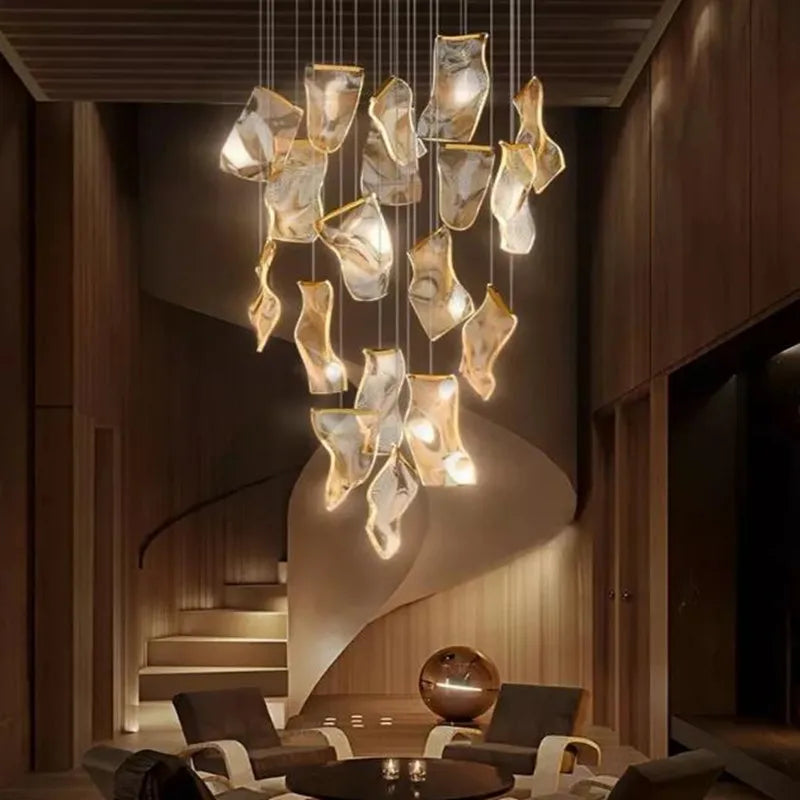 Axyaa Rinkle Suspended Lights Modern Guide Chandelier Stairs Dining Room Designer Lamp