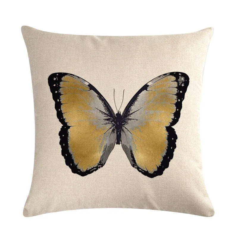 Butterfly Cotton Linen Throw Pillow Cover for Home & Car Decor - Axyaa