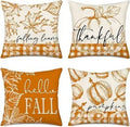 Axyaa Buffalo Check Print Linen Pillow Cover 45x45 for Fall Thanksgiving Decor