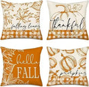 Axyaa Buffalo Check Print Linen Pillow Cover 45x45 for Fall Thanksgiving Decor