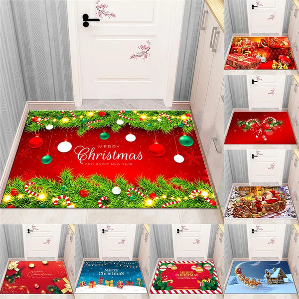 Axyaa Christmas & New Year Home Decor Door Mat - Anti-Slip Floor Rug