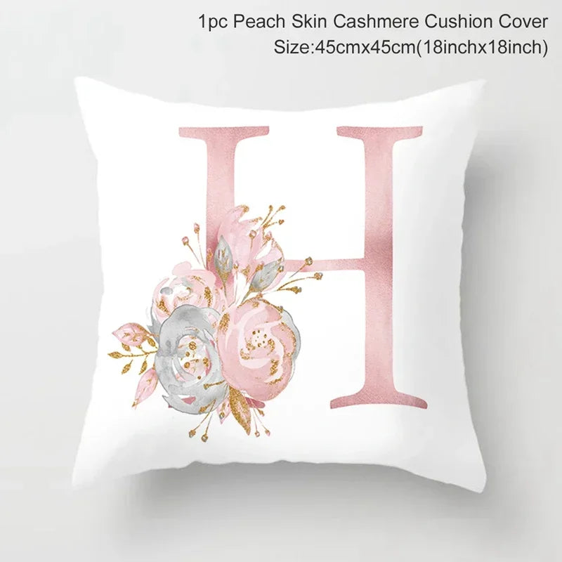 Axyaa Pink Letterwork Cushion Cover 45*45cm, Wedding Party Decor, Elegant Wedding Pillow