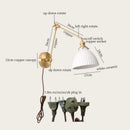 Axyaa Ceramic LED Wall Lamp Pull Chain Switch Nordic Copper Wandlamp