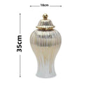 Axyaa Ceramic General's Vase in Electroplated Gold Finish