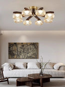 Axyaa Medieval Style Walnut Bedroom Ceiling Light Glass Lamp