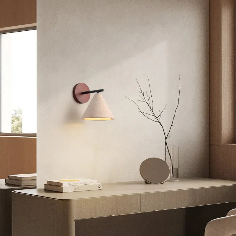 Axyaa Classical Yellow Travertine LED Wall Lamp for Bedroom Lighting