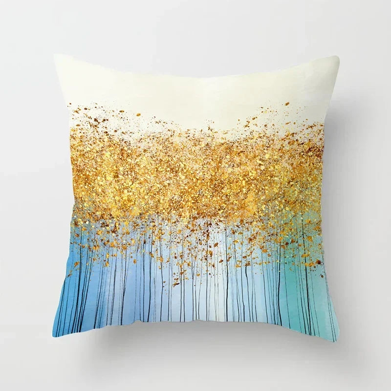 Axyaa Black Gold Elk Tree Bird Butterfly Printed Pillowcase for Living Room Home