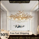 Axyaa Luxe Crystal Chandelier - Modern All-Copper Tree Lamp