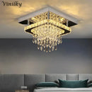 Axyaa Square Crystal Ceiling Light Modern LED Chandelier for Home Living Room Décor