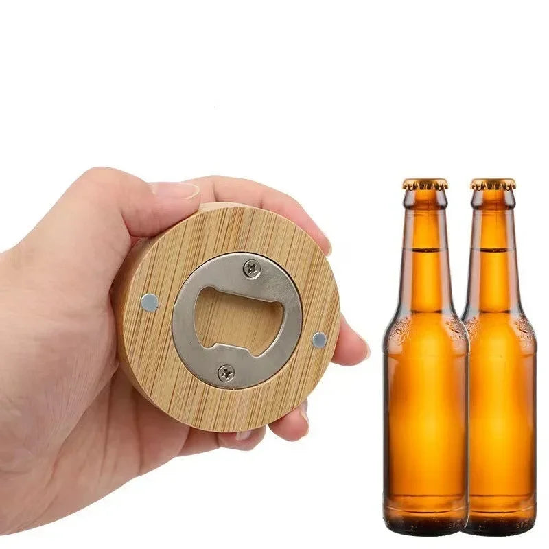 Axyaa Bamboo Beer Bottle Opener Fridge Magnet Bar Home Party Tool