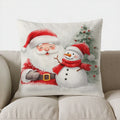 Axyaa Santa and Deer Christmas Cozy Throw Pillow Cover for Sofa, Bedroom, Car