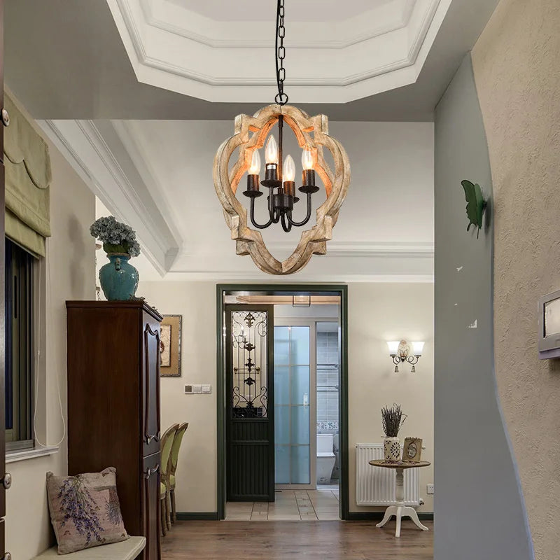Axyaa Rustic Wood Chandelier for Kitchen Dining Bedroom