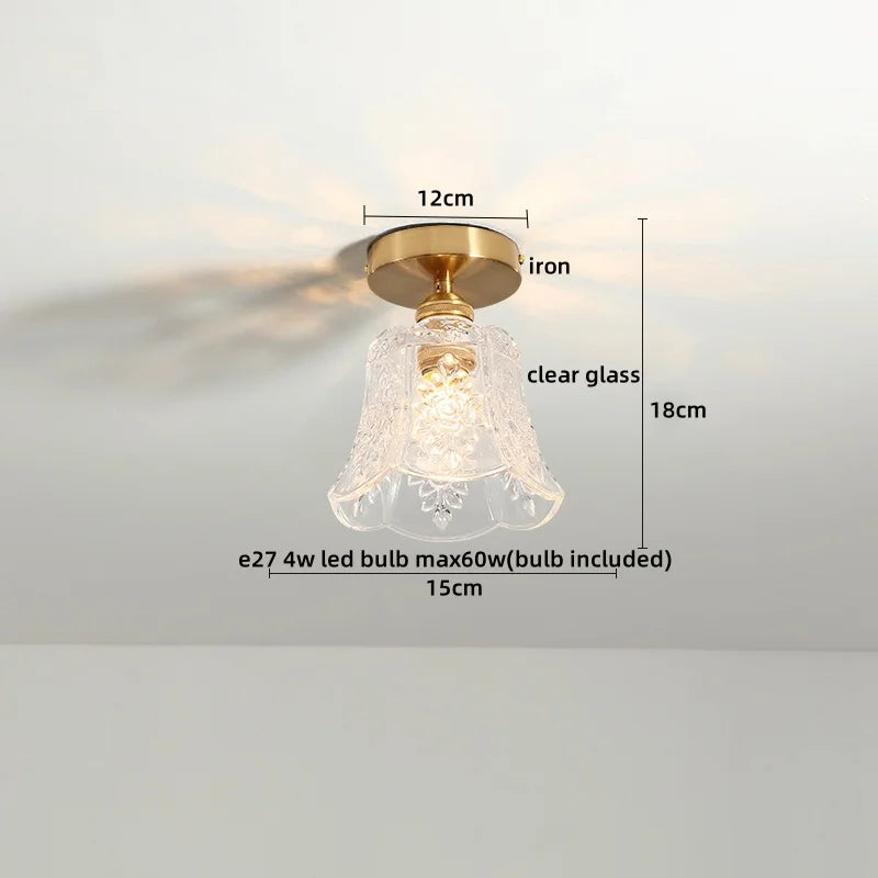 Axyaa Copper Glass LED Ceiling Light for Home Decor - Nordic Style Fixtures