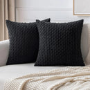 Axyaa Grey Boho Striped Corduroy Throw Pillow Covers for Farmhouse Couch