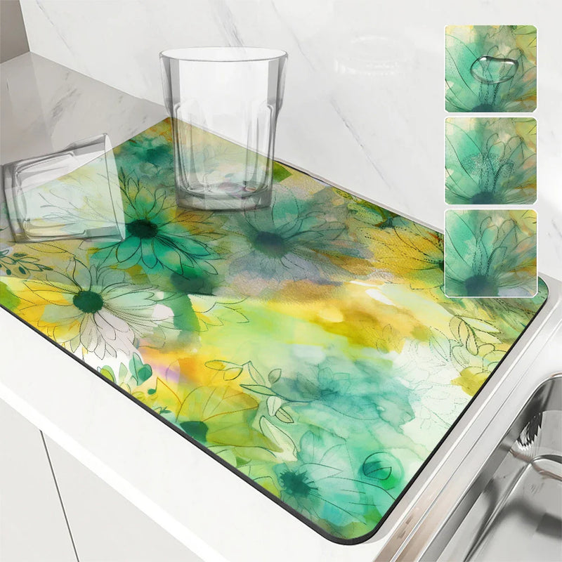 Axyaa Diatom Mud Kitchen Drain Pads: Absorbent Tableware Mat for Coffee Machine & Bowls