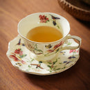 Axyaa Ceramic Flower Bird Coffee Mug | Vintage Gold Border Tea Cup