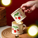 Axyaa Retro Strawberry Ceramic Cup - Hand-painted European Phnom Penh Mug