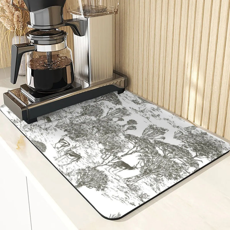 Axyaa Plant Pattern Drying Mat: Kitchen & Table Essential