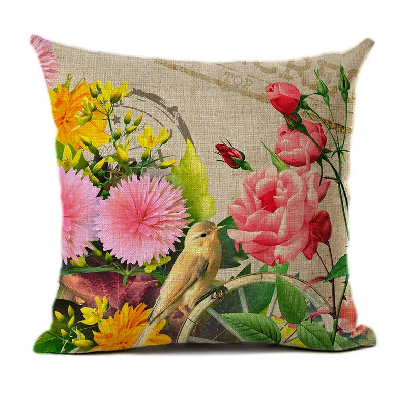 Axyaa Retro Rose Flowers Cushion Cover 45X45cm