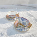 Axyaa Gold Enamel Flower Bird Mug & Saucer Set - 220ML