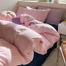 Axyaa Pink Grid Bedding Set 2025 Queen Full Size Flat Sheet Duvet Cover Pillowcase