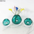 Axyaa Circular Glass Vase for Desk Decoration and Flower Arrangement