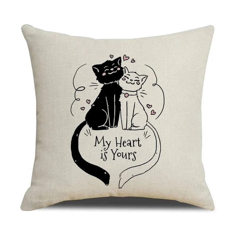 Axyaa Cat Print Cushion Cover for Stylish Home Decor and Comfort