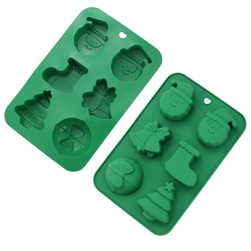 Silicone Christmas Chocolate Mold Set Snowflake Tree Stars Elk Snowman Axyaa