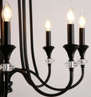 Axyaa Black Iron Crystal Chandelier Candle Lamp for Country Living Room