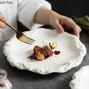 Axyaa Ceramic Steak Plate Irregular Shape Dinner Plate Kitchen Serving Tray