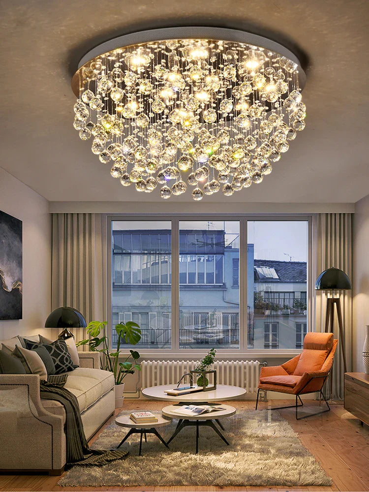 Modern Luxury Crystal Chandelier Lighting by Axyaa - LED Ceiling Lamp for Living Room