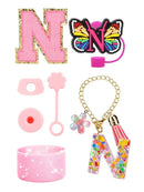 Axyaa Cup Set: Initials Silicone Straw Cap Boot Handle Sticker Charm