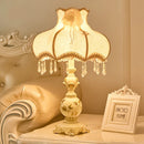 Axyaa Princess Style Bedside Lamp Retro Fabric Decor for Bedroom