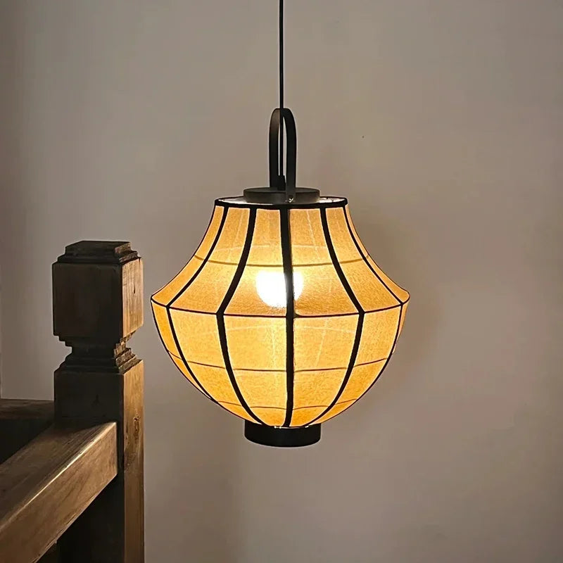 Axyaa Retro Cloth Chandeliers: Japan Fabric Pendant Lights for Home Decor