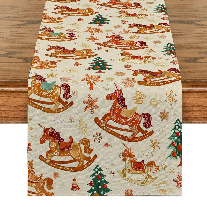 Axyaa Christmas Tree Table Runner - Rustic Dining & Party Decor