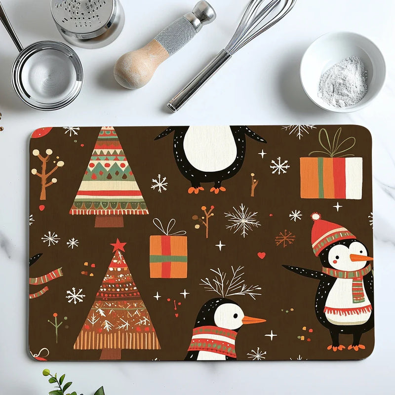 Axyaa Christmas Tree Penguin Snowflake Absorbent Drying Mat