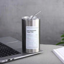 Axyaa Stainless Steel Double-layer Coffee Cup with Straw