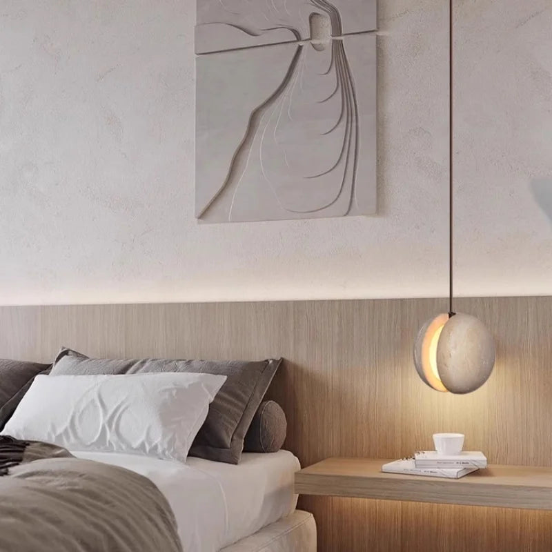 Axyaa Travertine LED Pendant Lights Natural Stone Hanging Lamp