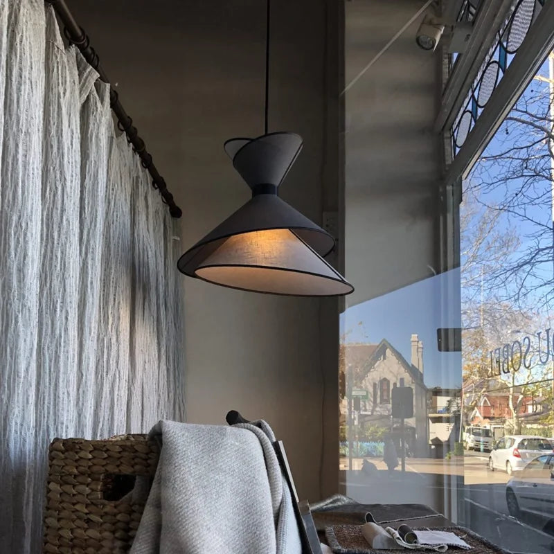 Axyaa Grand Kimono Pendant Lamp: Handmade Fabric Speaker Light with Minimalist Japanese Design