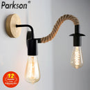 Axyaa Vintage Hemp Rope Wall Lamp E27 110V 220V Indoor Industrial Sconce