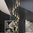 Axyaa Modern Crystal Chandelier Stair Pendant Living Room Interior Lighting