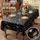 Axyaa Black Golden Moon Coffee Tablecloth Festival Home Fabric