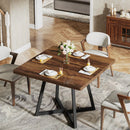 Axyaa Industrial Square Dining Table | 4-Seater Wood Kitchen Table, 31.5" Metal Base