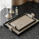 Axya Black Leather Tray: Elegant Beige Aromatherapy Storage for Coffee Table