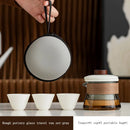 Axyaa Ceramic Tea Set: Pot, 3 Cups, Travel Bag - Minimalist Outdoor Souvenir Pack