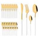 Axyaa Gold Stainless Steel Cutlery Set - 40Pcs Western Dinnerware Tableware Set