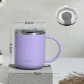Axyaa Stainless Steel Double-Layer Water Cup with Lid for Home & Office