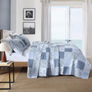 Axyaa Rustic Floral Blue Patchwork Bedding Set Coverlet Reversible White Cotton Bedspread