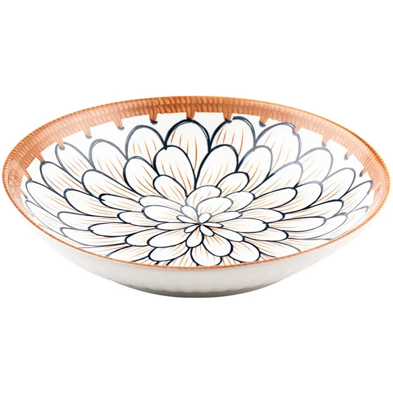 Axyaa Japanese Style Ceramic Noodle Bowl Set - Hand-painted Tableware Collection