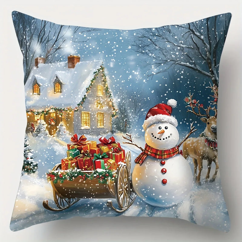 Axyaa Winter Snow Santa Claus Gift Pillowcase Suite Home Decoration